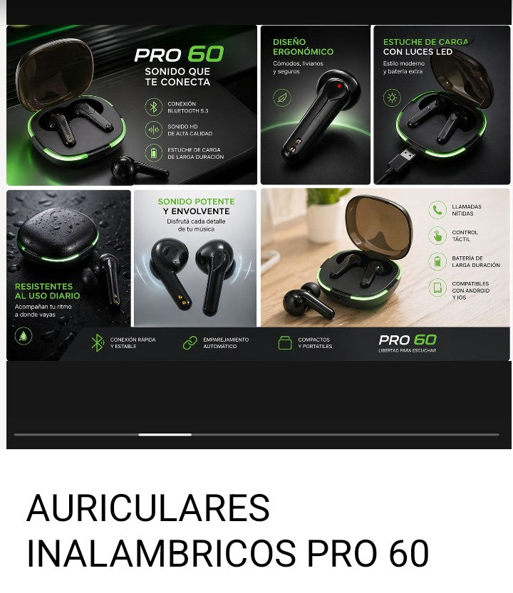 Auricular inalámbrico Pro 60
