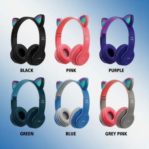 Auriculares cat ear 6 colores fondo azul