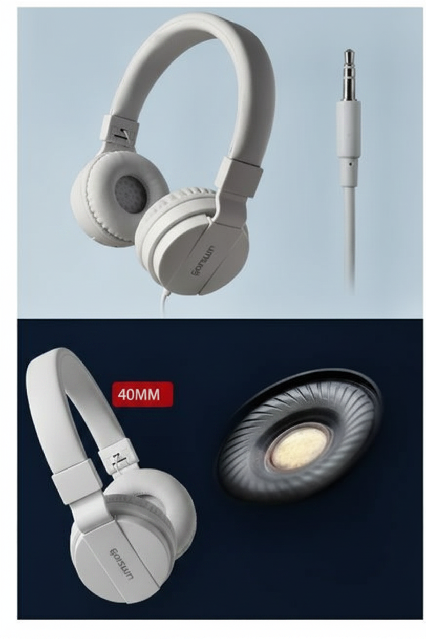Auriculares Gorsun blancos fondo azul