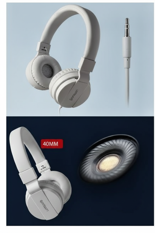 Auriculares Gorsun blancos fondo azul