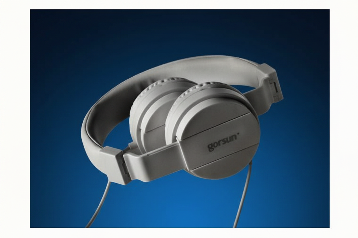 Auriculares Gorsun gris fondo azul