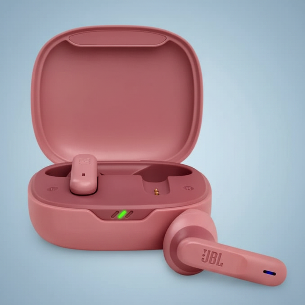 JBL Wave 300TWS rosa fondo azul