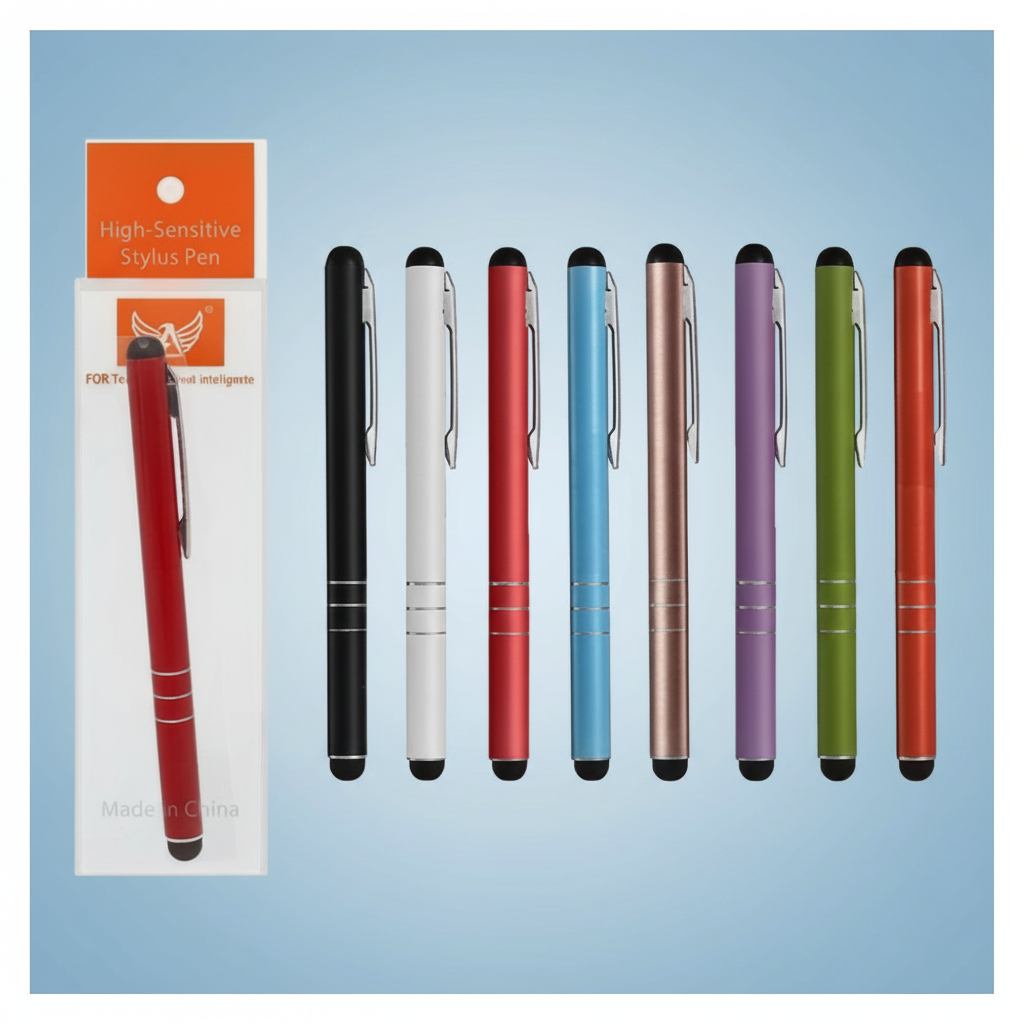 Stylus pens colores fondo azul